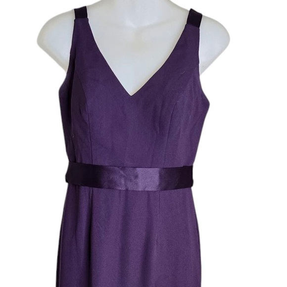 White by Vera Wang Formal Dress Size 2 Amethyst Purple Belt Lined Cut Out Back - Picture 3 of 8